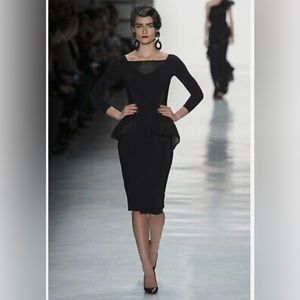 Chiara Boni La Petite Robe Mesh Peplum Black Dress